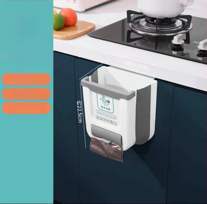 Sienas atkritumu tvertne, mājsaimniecības saliekama, piekarināma, dažādu lietu spainītis, virtuves skapītis, radoša šķirošanas atkritumu tvertne bez perforatora