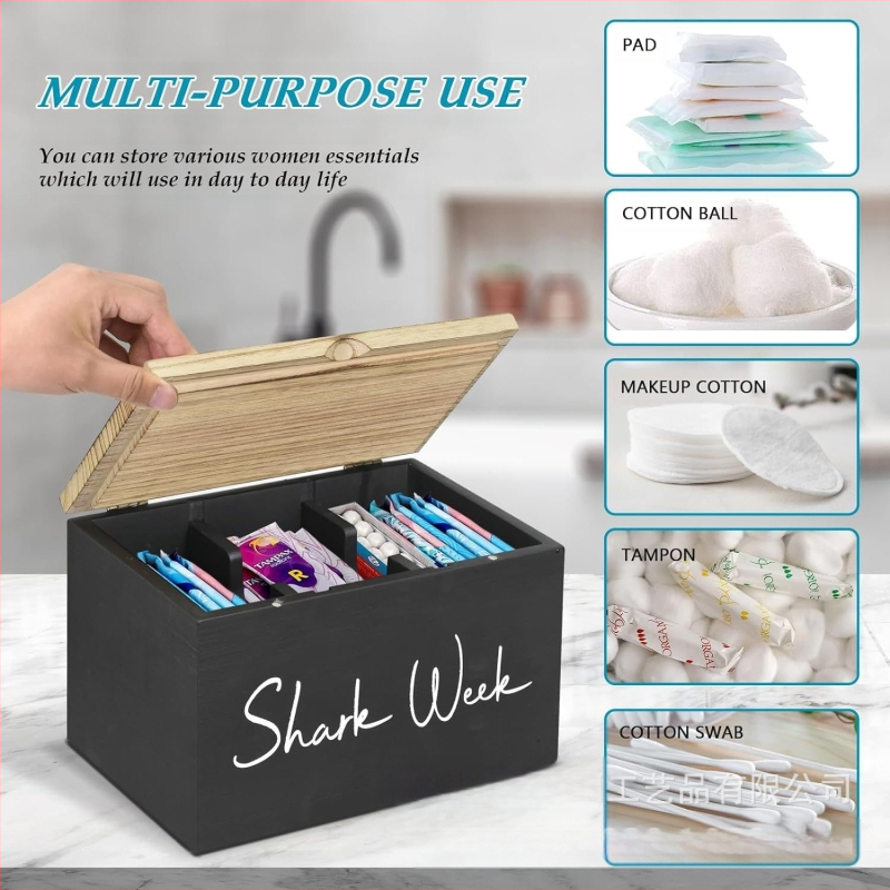 Drvena kutija za pohranu sanitarnih predmeta od vate s preklopnim pretincem za dnevni boravak, stolna kutija za štapiće od vate, masivna drvena kutija za pohranu
