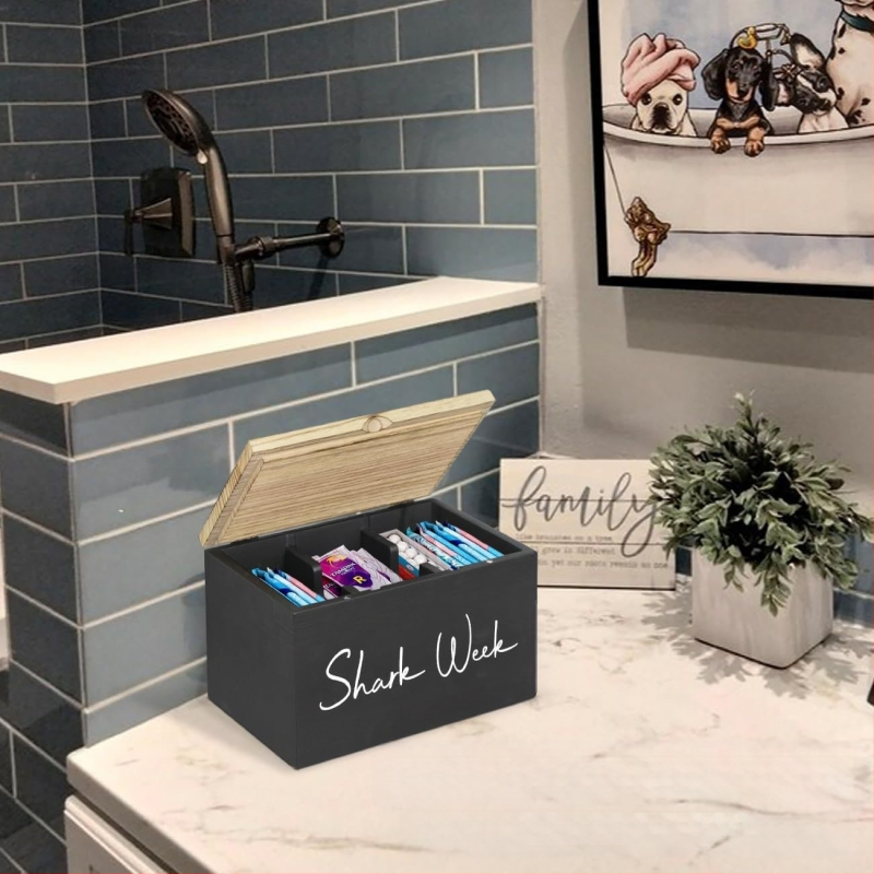 Drvena kutija za pohranu sanitarnih predmeta od vate s preklopnim pretincem za dnevni boravak, stolna kutija za štapiće od vate, masivna drvena kutija za pohranu