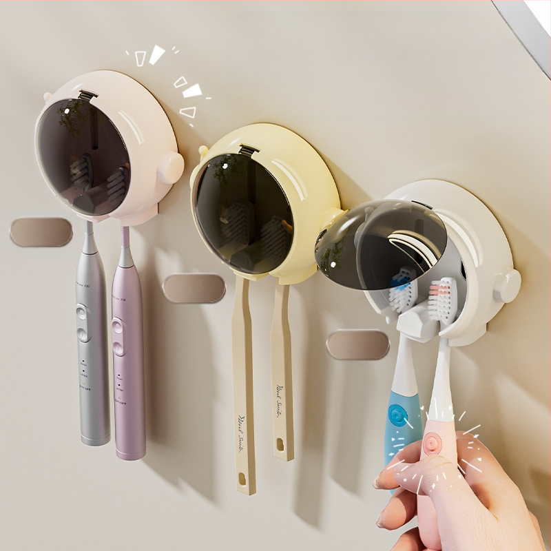 „Spaceman“ dantų šepetėlių laikikliai vonios kambariui be skylių, prie sienos tvirtinamas elektrinių dantų šepetėlių laikymo stovas vonios kambariui, sieninis pakabukas