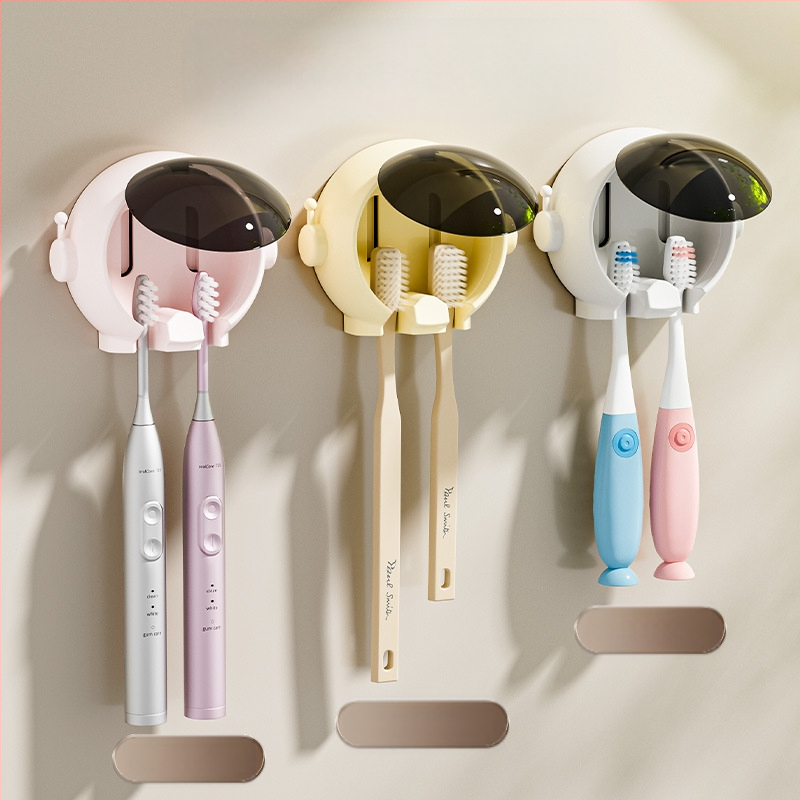 „Spaceman“ dantų šepetėlių laikikliai vonios kambariui be skylių, prie sienos tvirtinamas elektrinių dantų šepetėlių laikymo stovas vonios kambariui, sieninis pakabukas