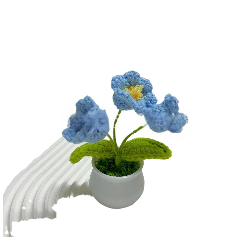 Vilnoniai megzti mini vazonų dekoracijos dirbtinių gėlių fabrikas rankų darbo vilnonių gėlių automobilių dekoravimas gatavų gaminių didmeninė prekyba