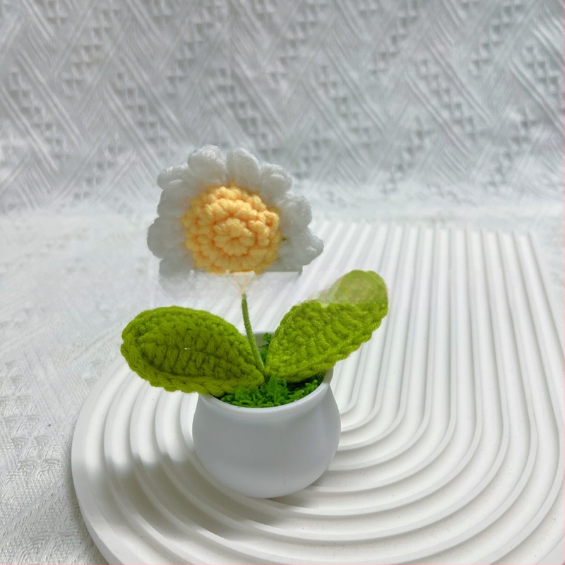 Vilnoniai megzti mini vazonų dekoracijos dirbtinių gėlių fabrikas rankų darbo vilnonių gėlių automobilių dekoravimas gatavų gaminių didmeninė prekyba