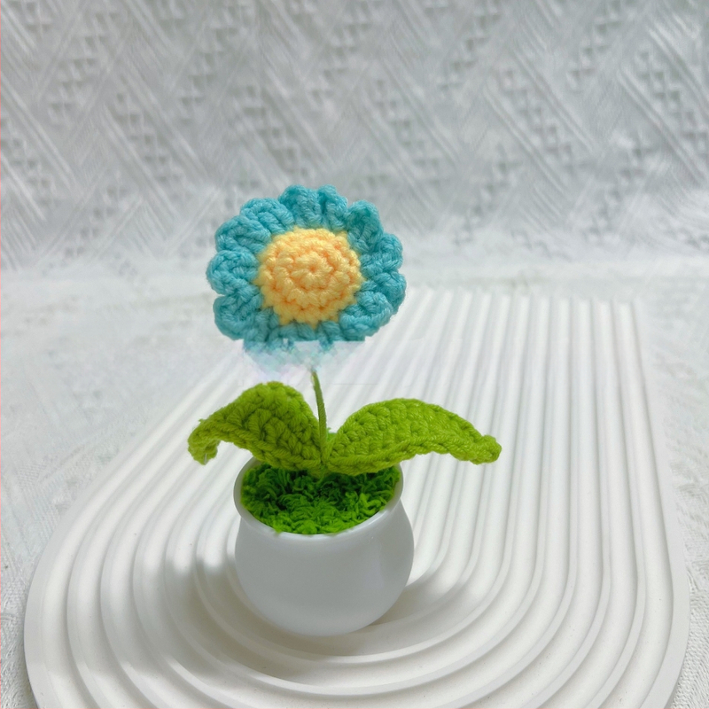 Vilnoniai megzti mini vazonų dekoracijos dirbtinių gėlių fabrikas rankų darbo vilnonių gėlių automobilių dekoravimas gatavų gaminių didmeninė prekyba