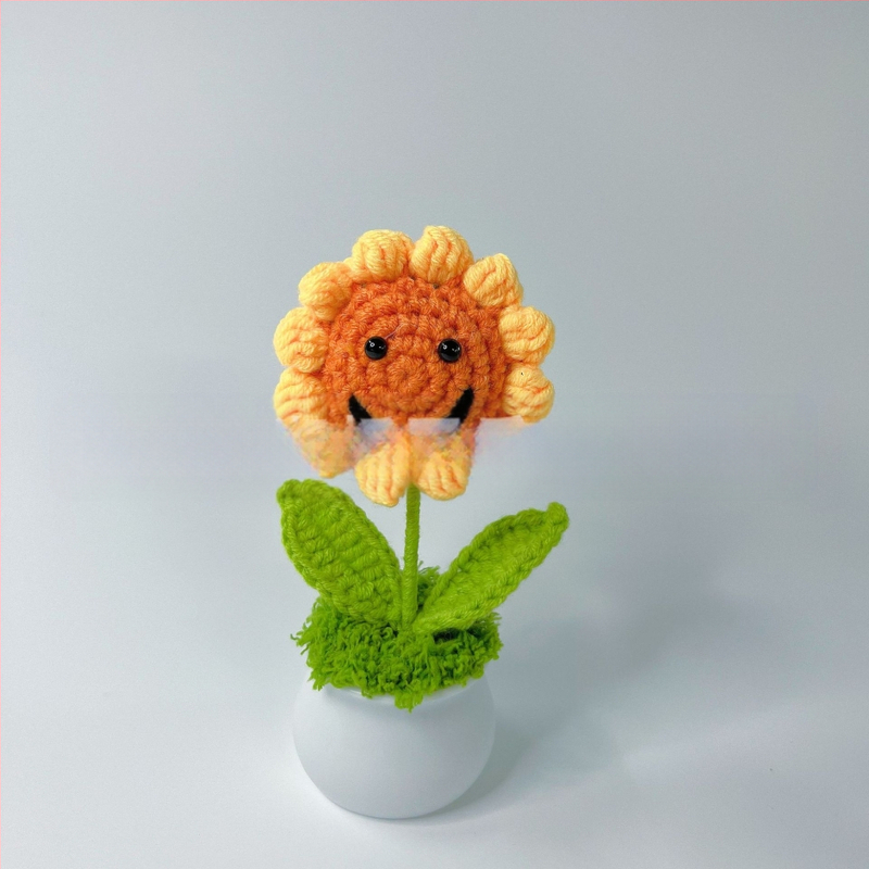 Vilnoniai megzti mini vazonų dekoracijos dirbtinių gėlių fabrikas rankų darbo vilnonių gėlių automobilių dekoravimas gatavų gaminių didmeninė prekyba