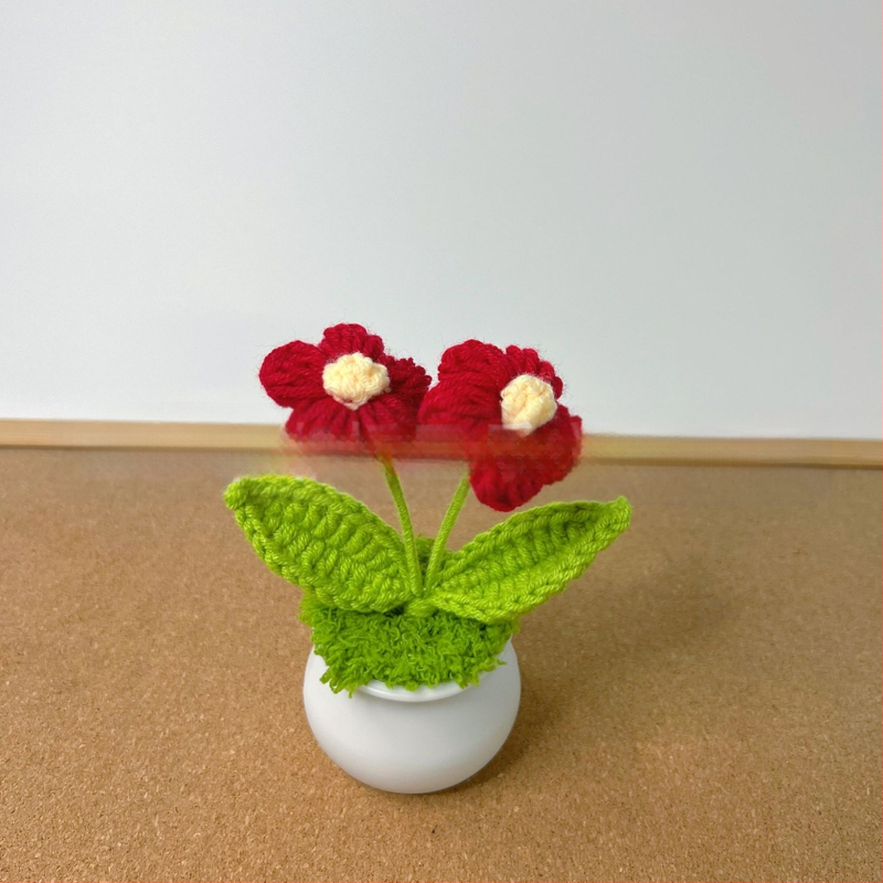 Vilnoniai megzti mini vazonų dekoracijos dirbtinių gėlių fabrikas rankų darbo vilnonių gėlių automobilių dekoravimas gatavų gaminių didmeninė prekyba