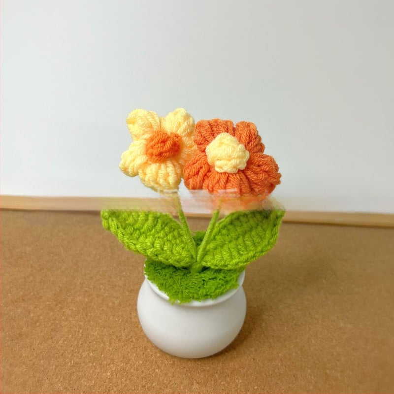 Vilnoniai megzti mini vazonų dekoracijos dirbtinių gėlių fabrikas rankų darbo vilnonių gėlių automobilių dekoravimas gatavų gaminių didmeninė prekyba