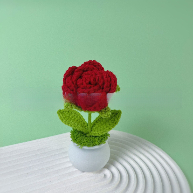 Vilnoniai megzti mini vazonų dekoracijos dirbtinių gėlių fabrikas rankų darbo vilnonių gėlių automobilių dekoravimas gatavų gaminių didmeninė prekyba