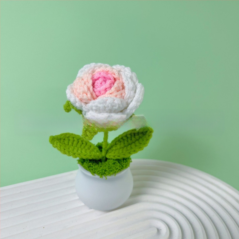 Vilnoniai megzti mini vazonų dekoracijos dirbtinių gėlių fabrikas rankų darbo vilnonių gėlių automobilių dekoravimas gatavų gaminių didmeninė prekyba