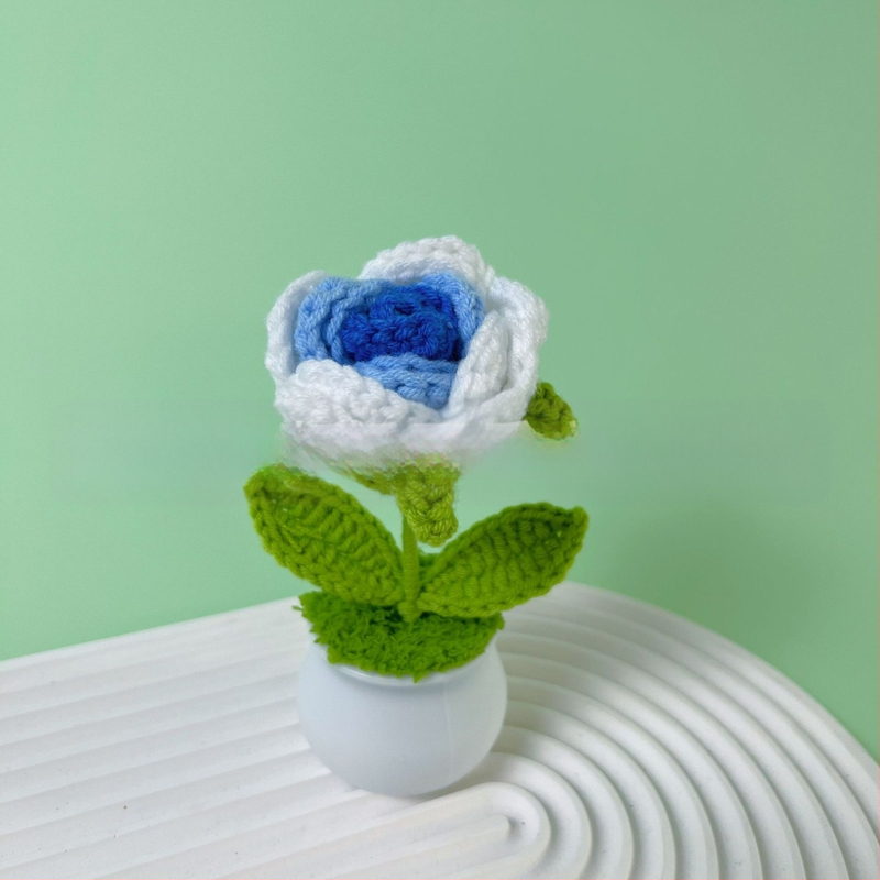 Vilnoniai megzti mini vazonų dekoracijos dirbtinių gėlių fabrikas rankų darbo vilnonių gėlių automobilių dekoravimas gatavų gaminių didmeninė prekyba