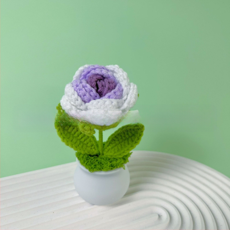 Vilnoniai megzti mini vazonų dekoracijos dirbtinių gėlių fabrikas rankų darbo vilnonių gėlių automobilių dekoravimas gatavų gaminių didmeninė prekyba