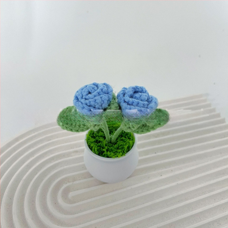 Vilnoniai megzti mini vazonų dekoracijos dirbtinių gėlių fabrikas rankų darbo vilnonių gėlių automobilių dekoravimas gatavų gaminių didmeninė prekyba