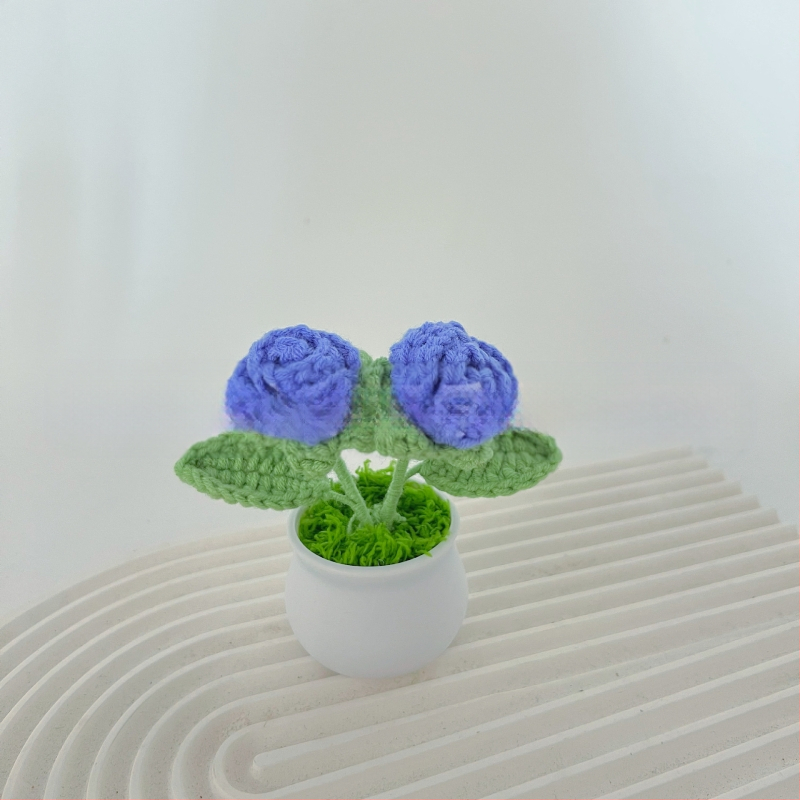 Vilnoniai megzti mini vazonų dekoracijos dirbtinių gėlių fabrikas rankų darbo vilnonių gėlių automobilių dekoravimas gatavų gaminių didmeninė prekyba