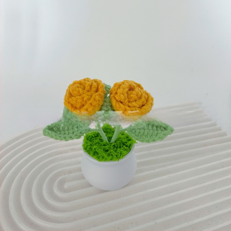 Vilnoniai megzti mini vazonų dekoracijos dirbtinių gėlių fabrikas rankų darbo vilnonių gėlių automobilių dekoravimas gatavų gaminių didmeninė prekyba