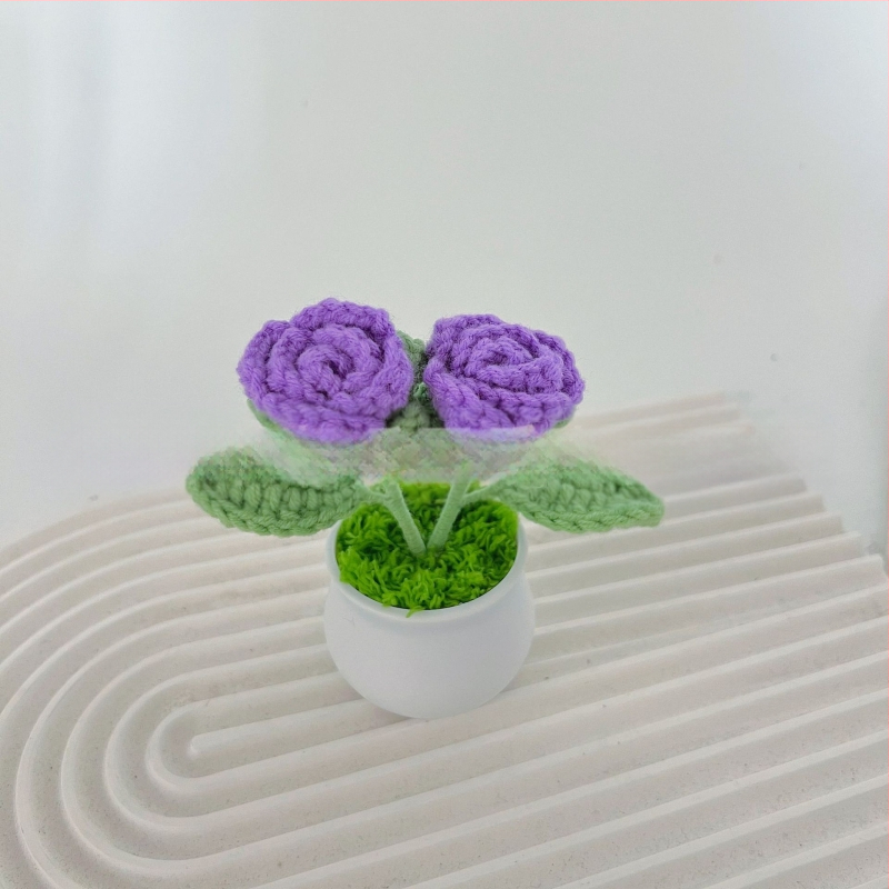 Vilnoniai megzti mini vazonų dekoracijos dirbtinių gėlių fabrikas rankų darbo vilnonių gėlių automobilių dekoravimas gatavų gaminių didmeninė prekyba