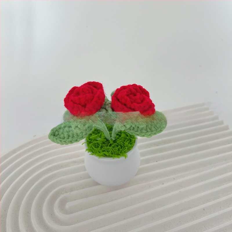 Vilnoniai megzti mini vazonų dekoracijos dirbtinių gėlių fabrikas rankų darbo vilnonių gėlių automobilių dekoravimas gatavų gaminių didmeninė prekyba