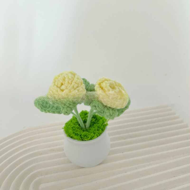 Vilnoniai megzti mini vazonų dekoracijos dirbtinių gėlių fabrikas rankų darbo vilnonių gėlių automobilių dekoravimas gatavų gaminių didmeninė prekyba
