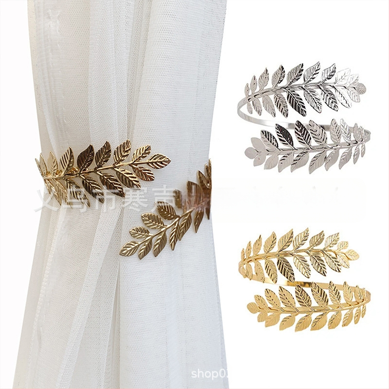 2 броя леки луксозни завеси с катарама, без перфоратор, клонка от пшеница, каишка за уши, висок клас, креативна каишка за завеси, въже за завеси