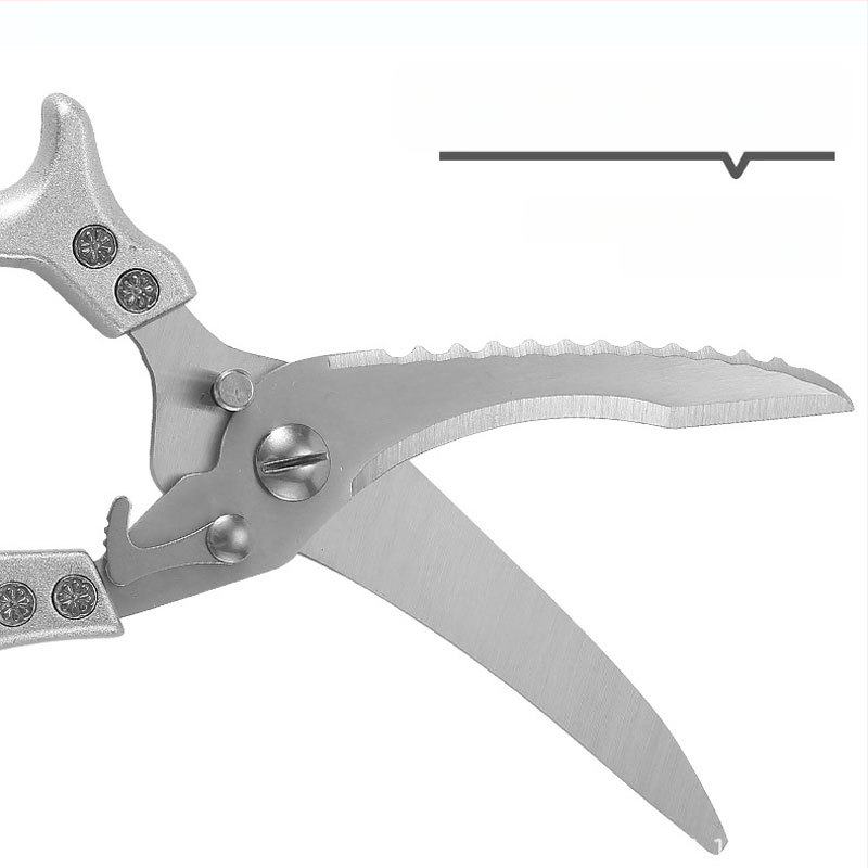 Nerūdijančio plieno vištienos kaulų žirklės, daugiafunkcinės, pritaikytos eksportui, buitiniam naudojimui, vištienos ir žuvies kaulų žirklės su aliuminio rankena, daugiafunkcės virtuvės žirklės