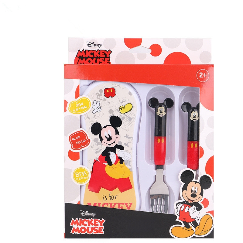 „Disney“ stalo įrankiai su dėžute, vaikiški šaukšteliai, kūdikių stalo šaukšteliai, 304 nerūdijančio plieno, nešiojamas krepšys