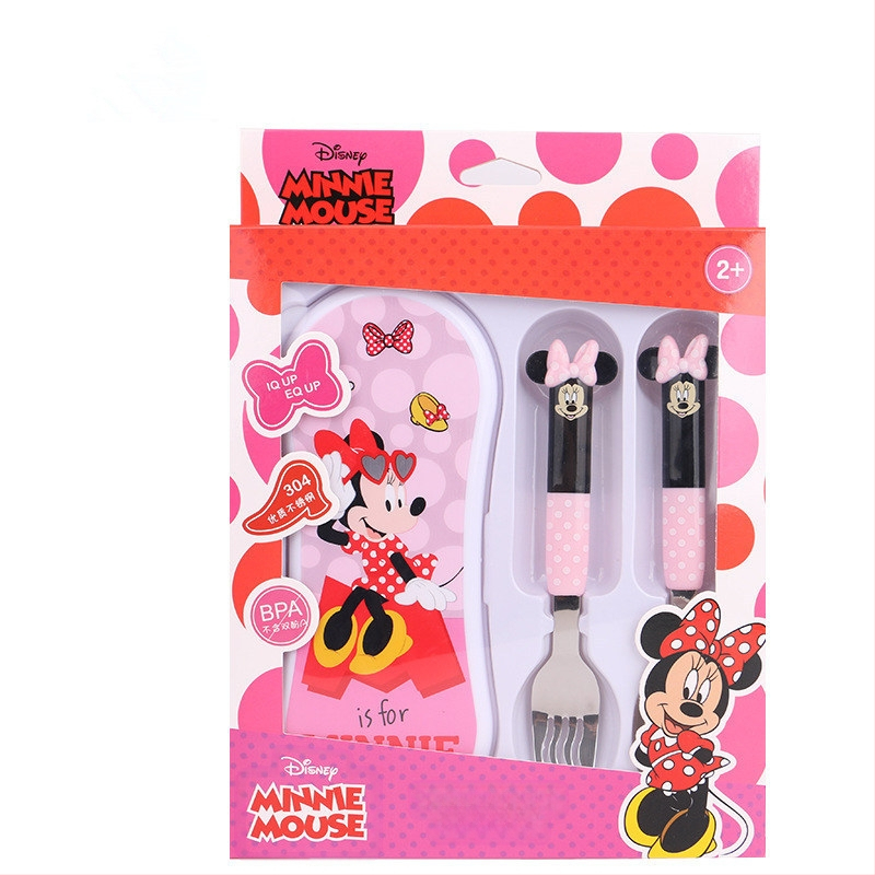 „Disney“ stalo įrankiai su dėžute, vaikiški šaukšteliai, kūdikių stalo šaukšteliai, 304 nerūdijančio plieno, nešiojamas krepšys