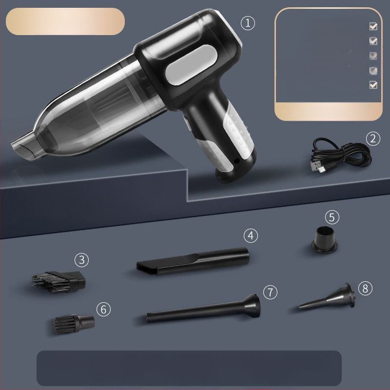 Automobilinis dulkių siurblys, dvigubos paskirties, skirtas automobiliui ir namams, belaidis nešiojamas įkraunamas, galingas, mažas, mini, galinga pūtimo funkcija, nešiojamas dulkių siurblys