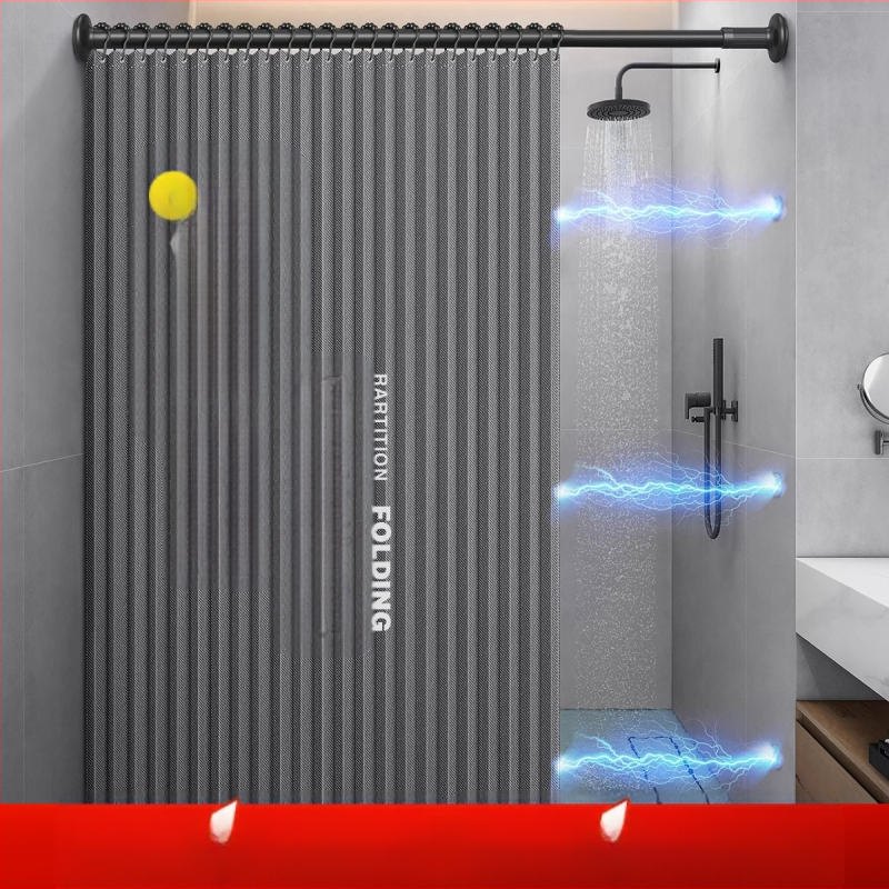 Dušikardin vannitoas, kokkupandav, nähtamatu, veekindel riie, kõrgekvaliteediline tualettruumi vahesein, dušši kuiv- ja märgeraldus