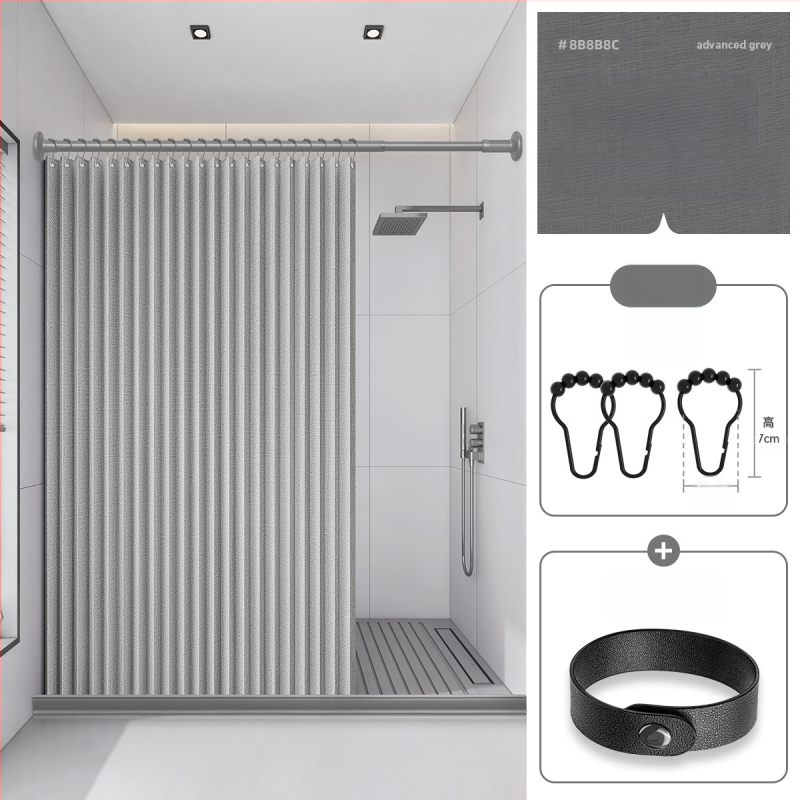 Dušikardin vannitoas, kokkupandav, nähtamatu, veekindel riie, kõrgekvaliteediline tualettruumi vahesein, dušši kuiv- ja märgeraldus