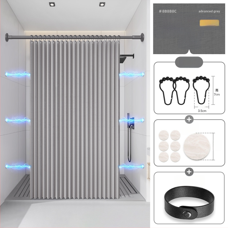 Dušikardin vannitoas, kokkupandav, nähtamatu, veekindel riie, kõrgekvaliteediline tualettruumi vahesein, dušši kuiv- ja märgeraldus