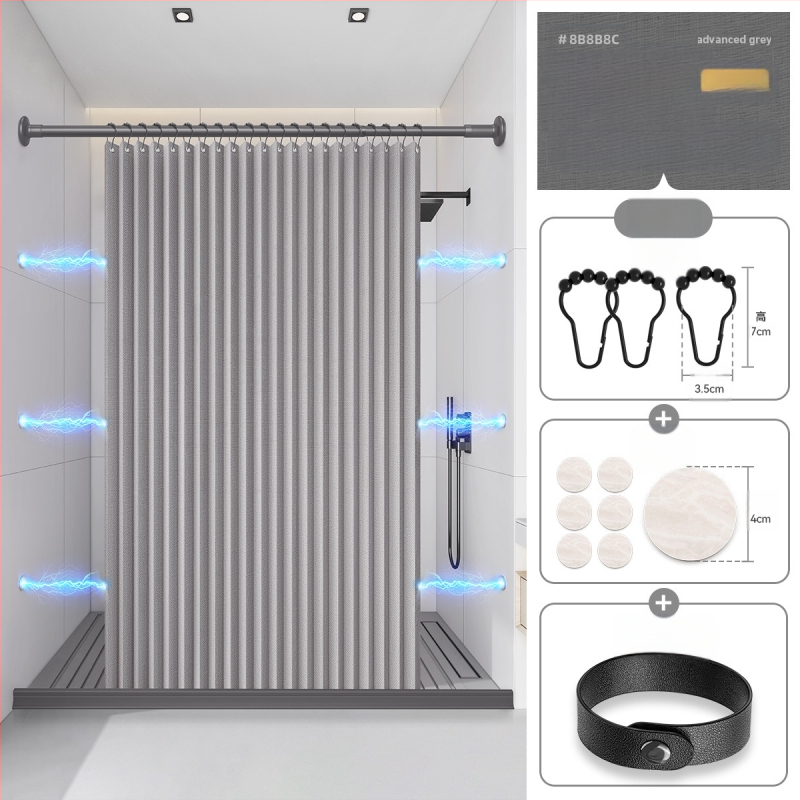 Dušikardin vannitoas, kokkupandav, nähtamatu, veekindel riie, kõrgekvaliteediline tualettruumi vahesein, dušši kuiv- ja märgeraldus