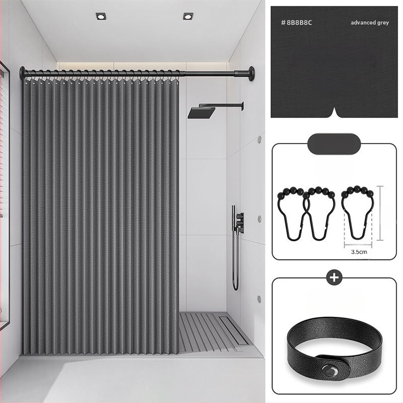 Dušikardin vannitoas, kokkupandav, nähtamatu, veekindel riie, kõrgekvaliteediline tualettruumi vahesein, dušši kuiv- ja märgeraldus