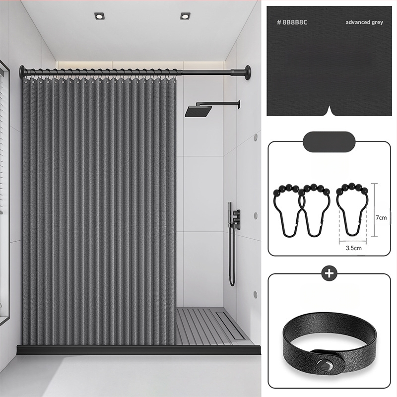 Dušikardin vannitoas, kokkupandav, nähtamatu, veekindel riie, kõrgekvaliteediline tualettruumi vahesein, dušši kuiv- ja märgeraldus