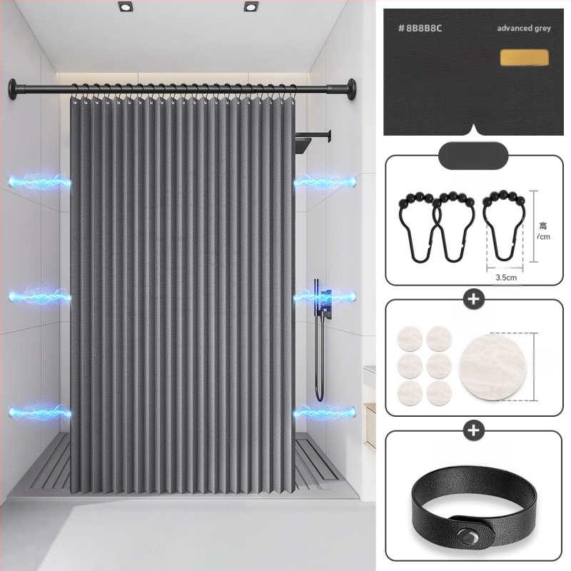 Dušikardin vannitoas, kokkupandav, nähtamatu, veekindel riie, kõrgekvaliteediline tualettruumi vahesein, dušši kuiv- ja märgeraldus