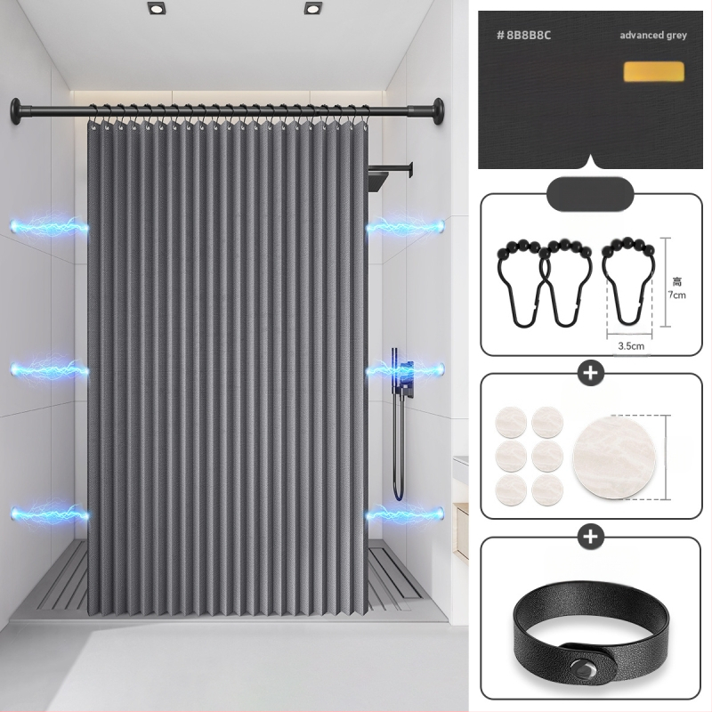 Dušikardin vannitoas, kokkupandav, nähtamatu, veekindel riie, kõrgekvaliteediline tualettruumi vahesein, dušši kuiv- ja märgeraldus