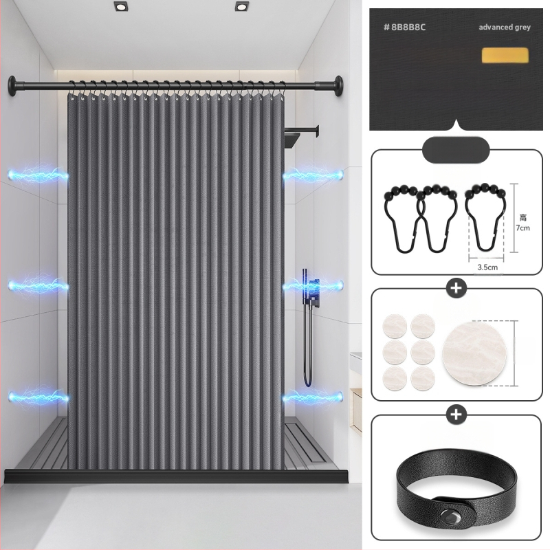 Dušikardin vannitoas, kokkupandav, nähtamatu, veekindel riie, kõrgekvaliteediline tualettruumi vahesein, dušši kuiv- ja märgeraldus