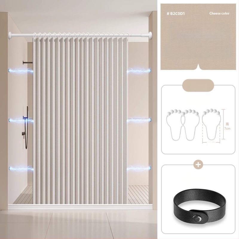 Dušikardin vannitoas, kokkupandav, nähtamatu, veekindel riie, kõrgekvaliteediline tualettruumi vahesein, dušši kuiv- ja märgeraldus