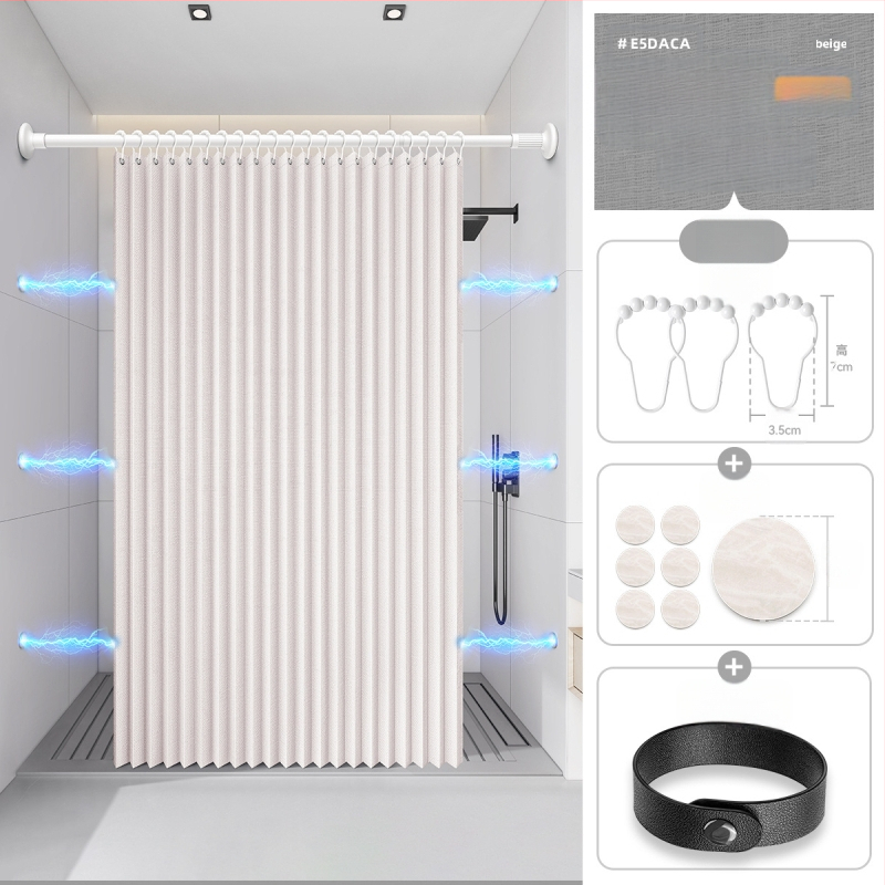 Dušikardin vannitoas, kokkupandav, nähtamatu, veekindel riie, kõrgekvaliteediline tualettruumi vahesein, dušši kuiv- ja märgeraldus