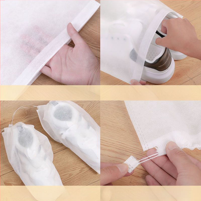 Kingakott lausriidest hoiukott pingutusnööriga kingakott väikesed valged kingad kollasusevastane tolmukate kuivatamise ja kuivatamise kingakottide tootja laos