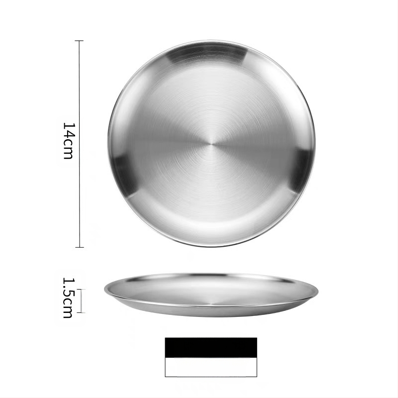 Korejiešu stila nerūsējošā tērauda grila šķīvis, bufetes šķīvis, kaulu spļaušanas šķīvis, āra piknika šķīvis, kempinga šķīvis, apaļa paplāte