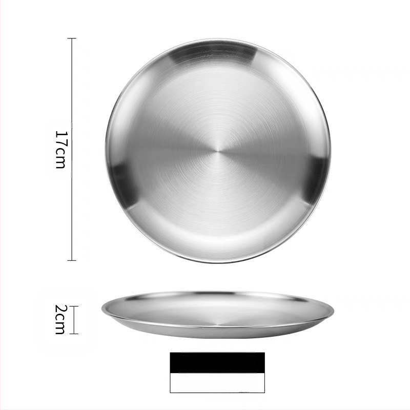 Korejiešu stila nerūsējošā tērauda grila šķīvis, bufetes šķīvis, kaulu spļaušanas šķīvis, āra piknika šķīvis, kempinga šķīvis, apaļa paplāte