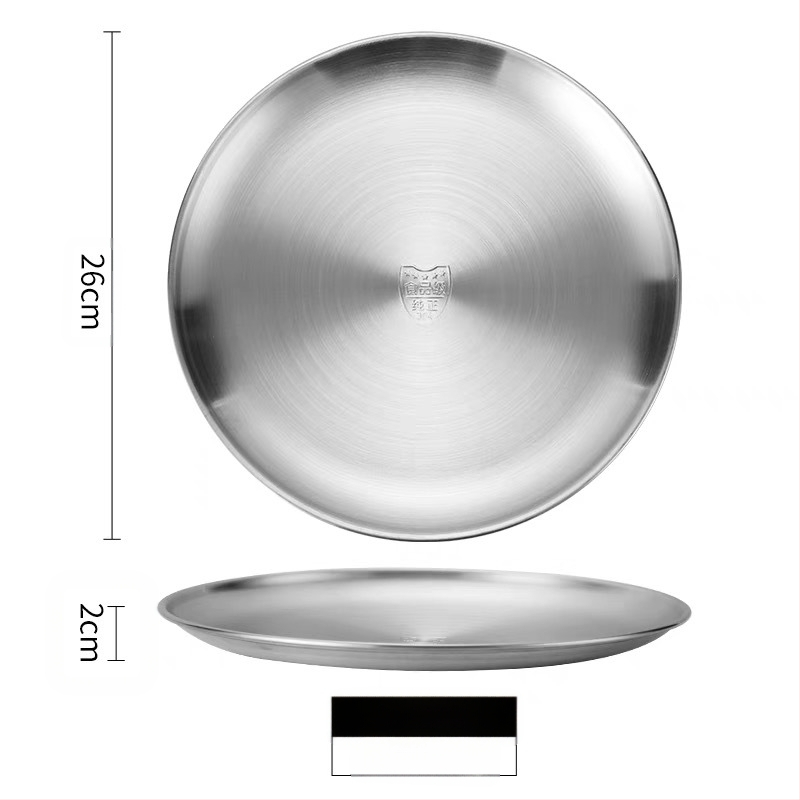 Korejiešu stila nerūsējošā tērauda grila šķīvis, bufetes šķīvis, kaulu spļaušanas šķīvis, āra piknika šķīvis, kempinga šķīvis, apaļa paplāte