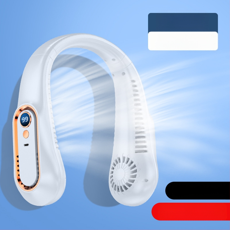 2024 m. naujas pakabinamas kaklo ventiliatorius su USB įkrovimu, nešiojamas, mažas lauko studentų biuro skaitmeninis ekranas, mini