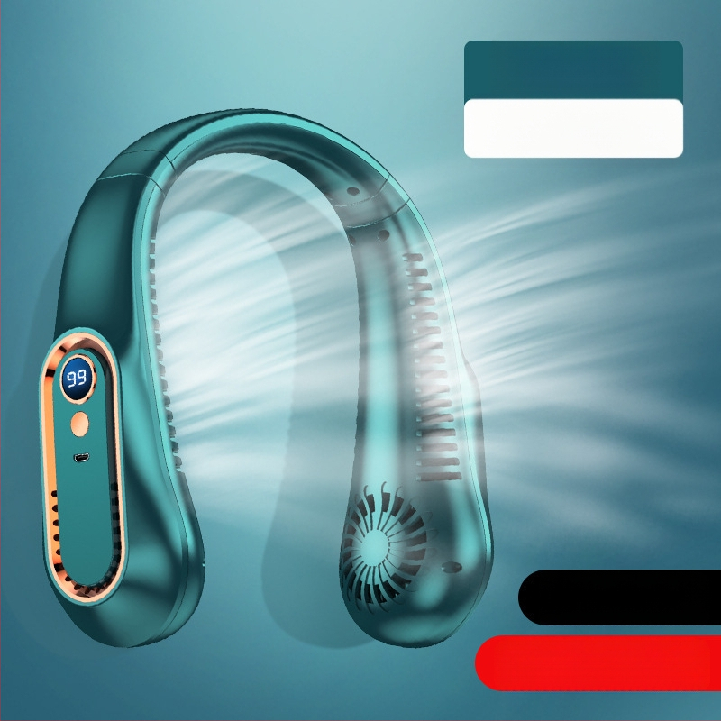 2024 m. naujas pakabinamas kaklo ventiliatorius su USB įkrovimu, nešiojamas, mažas lauko studentų biuro skaitmeninis ekranas, mini