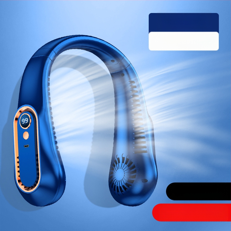 2024 m. naujas pakabinamas kaklo ventiliatorius su USB įkrovimu, nešiojamas, mažas lauko studentų biuro skaitmeninis ekranas, mini