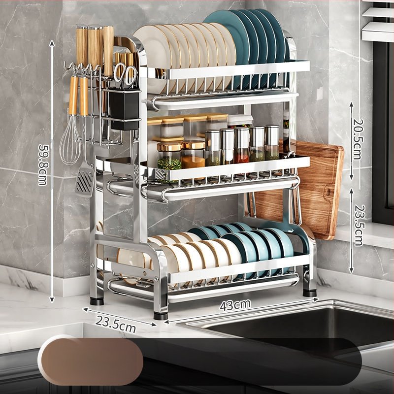 Piiriülesed plahvatused 304 roostevabast terasest köögiriiul nõud ja nõude äravoolurest multifunktsionaalne kausiriiul kausi söögipulkade hoidmiseks