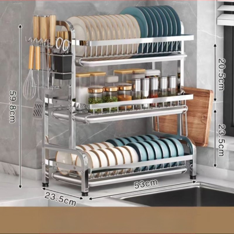 Piiriülesed plahvatused 304 roostevabast terasest köögiriiul nõud ja nõude äravoolurest multifunktsionaalne kausiriiul kausi söögipulkade hoidmiseks