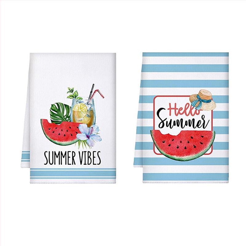 Ristservaline sidrunivärvi nõudepesulapp, akvarell-talumaja stiilis dekoratiivne käsitsi kuivatatud teerätik, mis sobib paksendatud köögiköögi küpsetamiseks ja trükitud lapiga