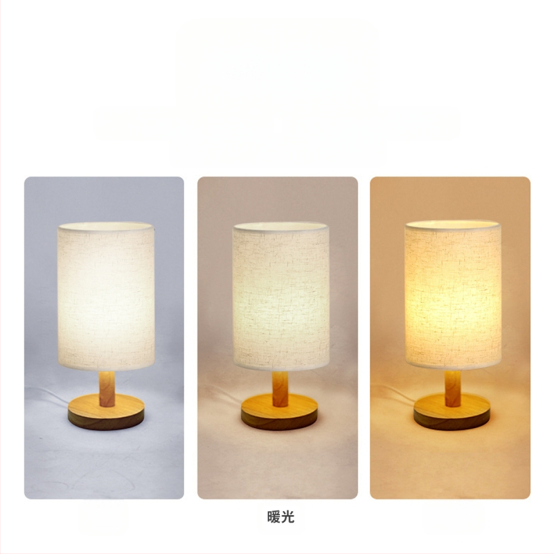 Rąstinė stalo lempa, paprasta skandinaviška dekoratyvinė audinio naktinė lempa, medžio masyvo, retro atmosfera, rankų darbo, „pasidaryk pats“, reljefinė naktinė lemputė