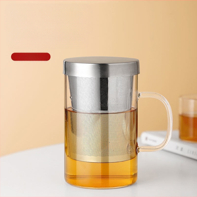 Paksendatud kuumakindel filtrikraani isolatsiooniklaasist tass tee eraldusmull Tass käepidemega kontoriteekruus isasele