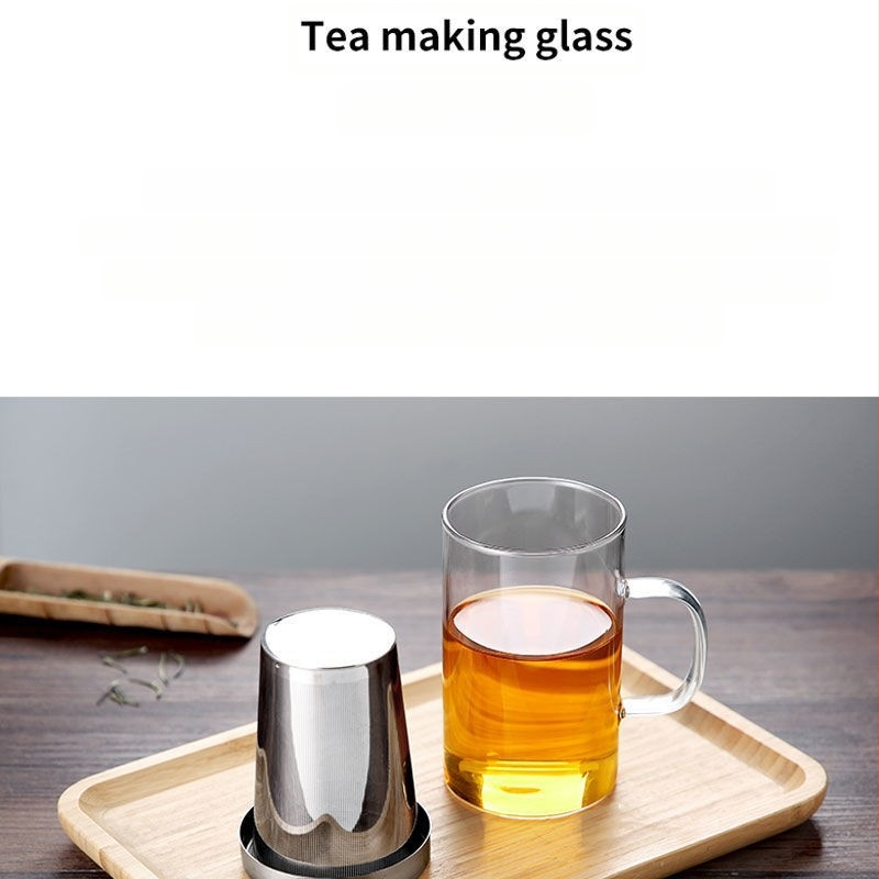 Paksendatud kuumakindel filtrikraani isolatsiooniklaasist tass tee eraldusmull Tass käepidemega kontoriteekruus isasele